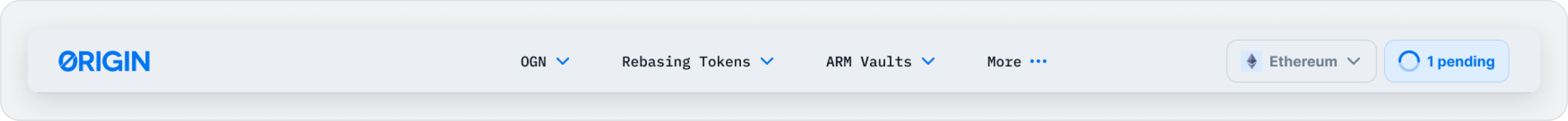 Origin dapp navigation bar