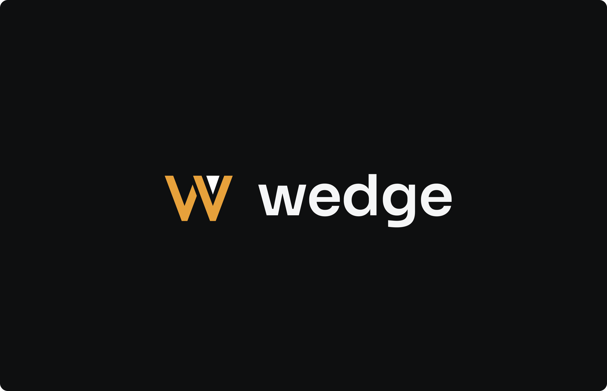 Wedge — twin-wedge mark and wordmark on near-black